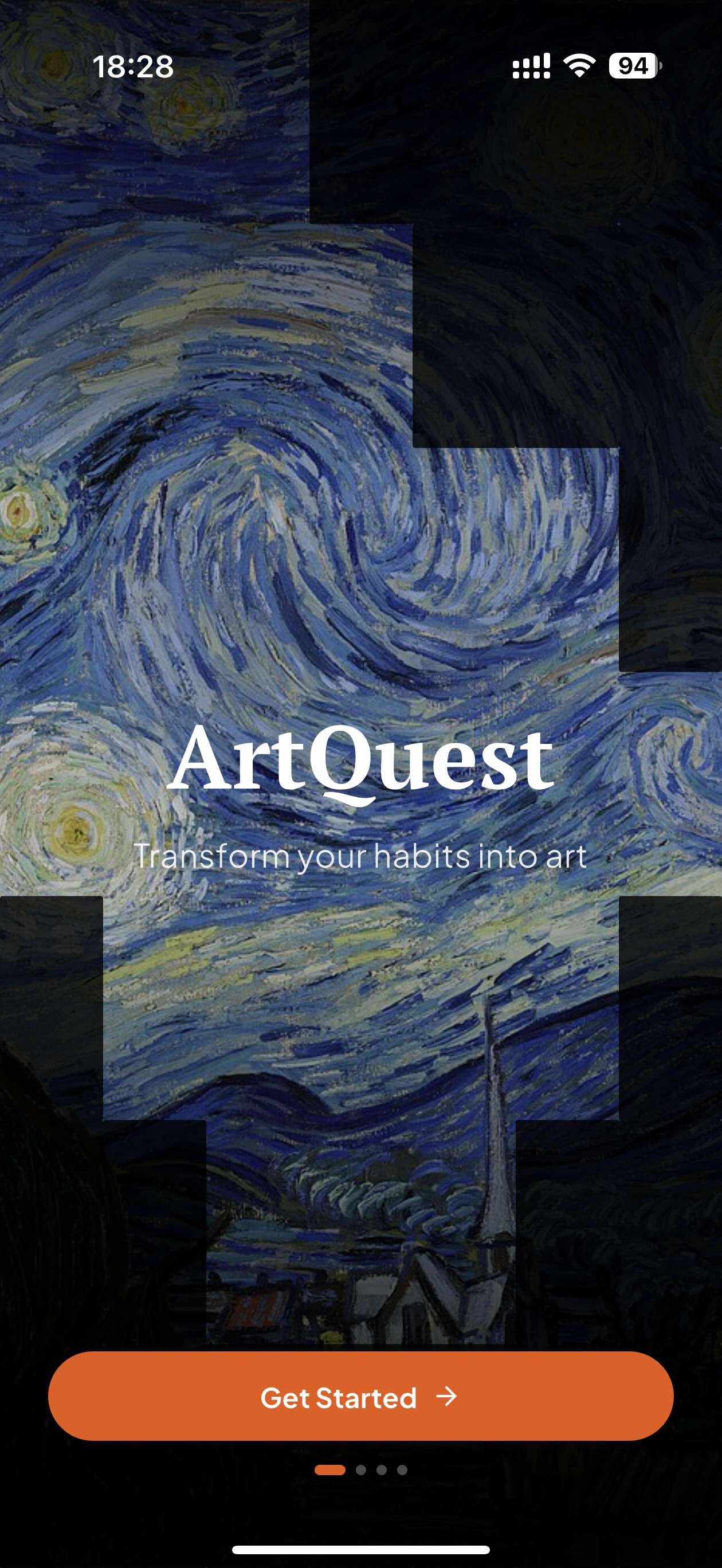ArtQuest onboarding screen
